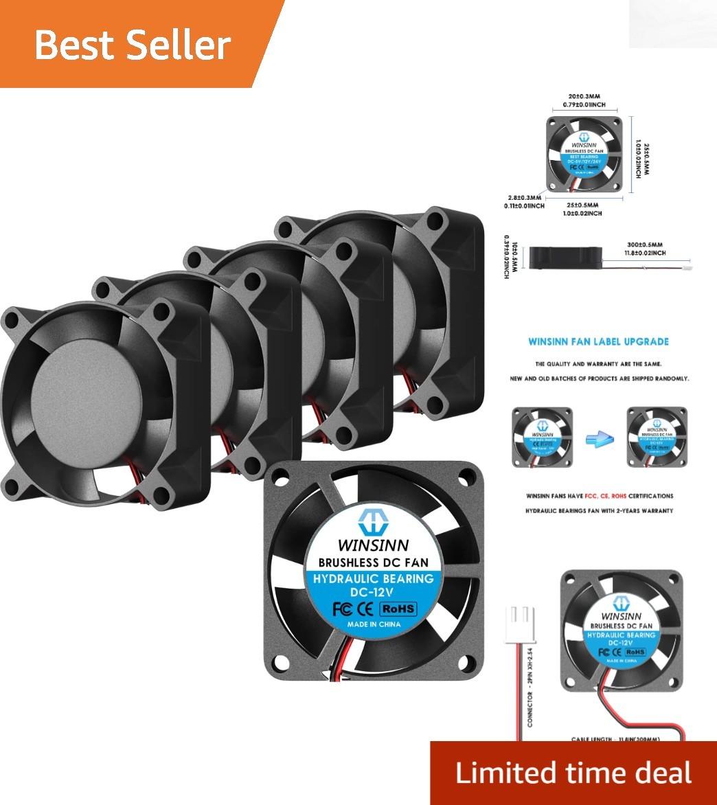 Efficient 25mm Hydraulic Bearing Cooling Fans - 12V, Pack of 5 - 18.6 dBA