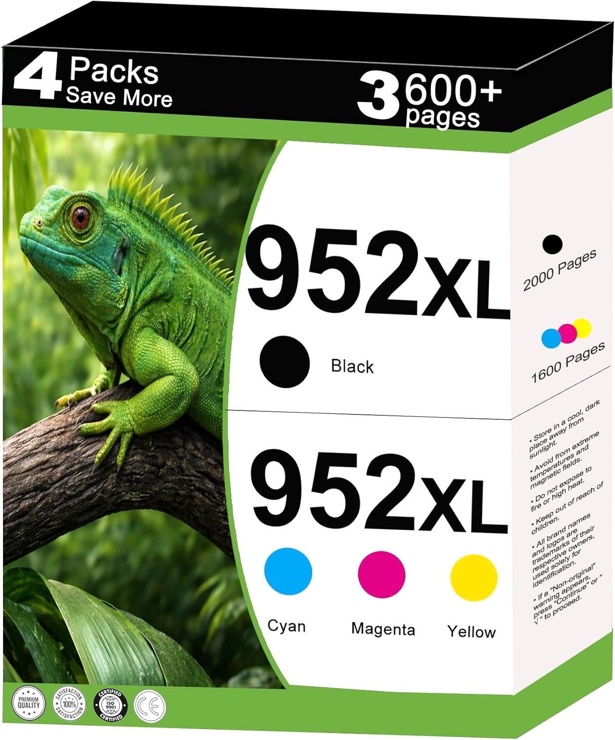 952 952XL Ink Cartridge Replacement for HP OfficeJet Pro Series Printers 4-Pack