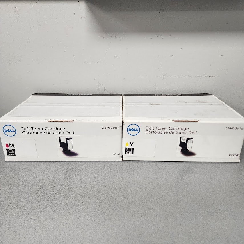 Dell S5840 Toner Cartridge Lot of 2 Magenta 4CJ0K Yellow FKRWV NEW