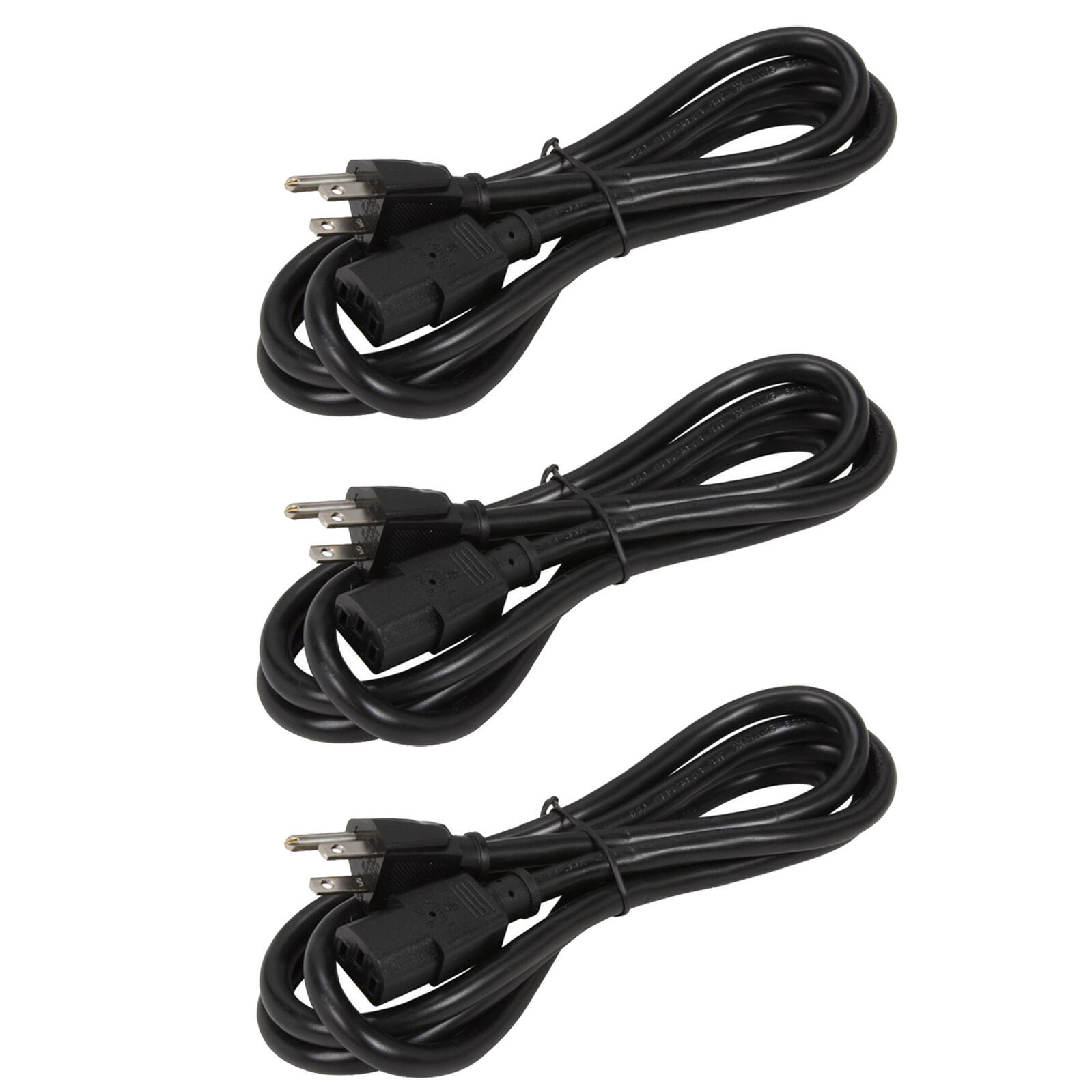 3 pack 6 ft Computer AC Power Cable 16 AWG foot Cord PSU Supply 3 prong