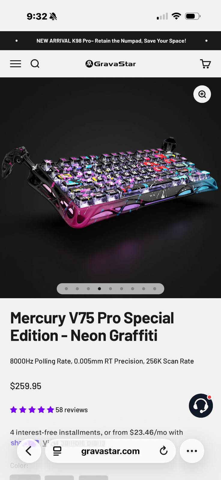 Gravastar Mercury V75 Lite-Transparent Pink Hall Effect Magnetic Switch Keyboard