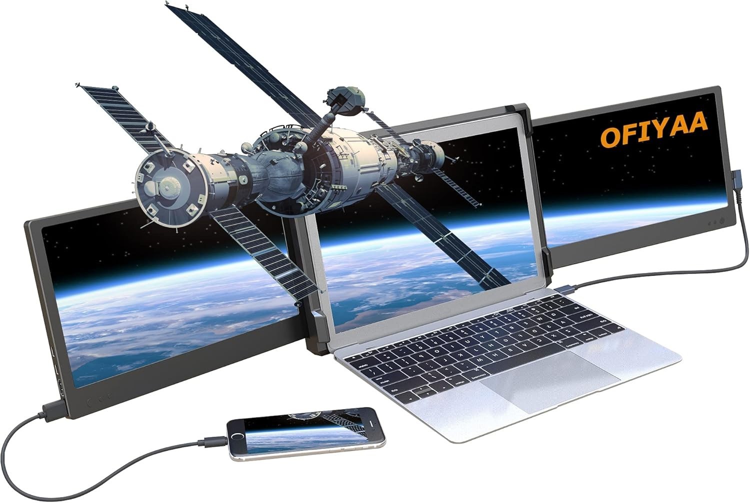 OFIYAA 12''  P2S Portable Monitor for Laptop | Triple Screen Extender Mac Only