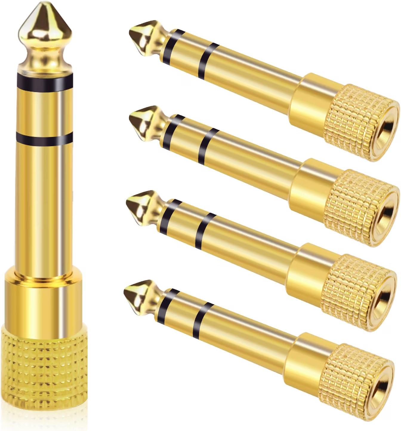 Aqdocvf 5-Pack 3.5mm to 1/4" Adapter, Gold Plated 5Pack, gold-plated