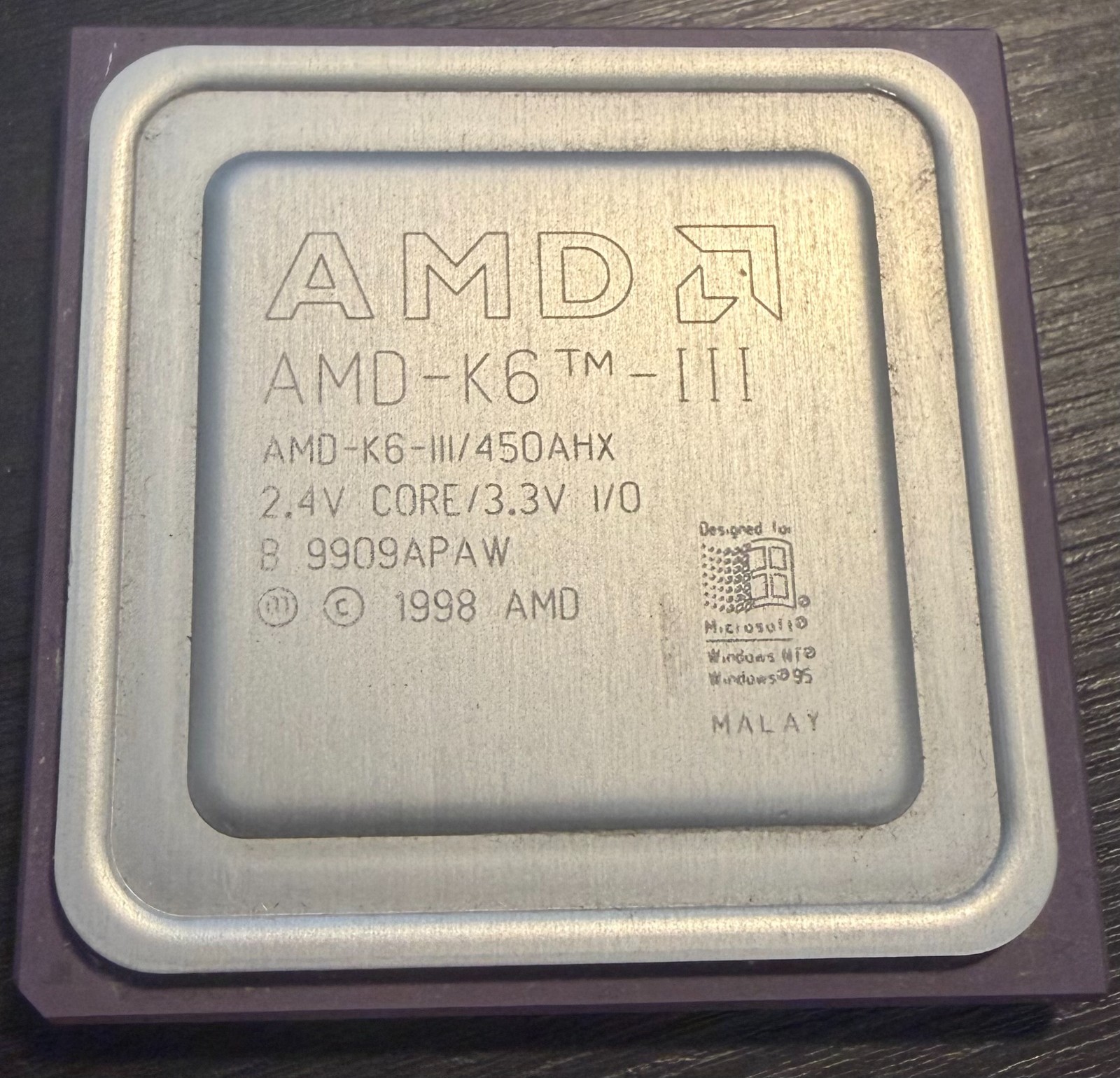 AMD K6-III 450AHX 2.4V CORE/ 3.3V 450MHz Super Socket 7 CPU Vintage Rare 1998