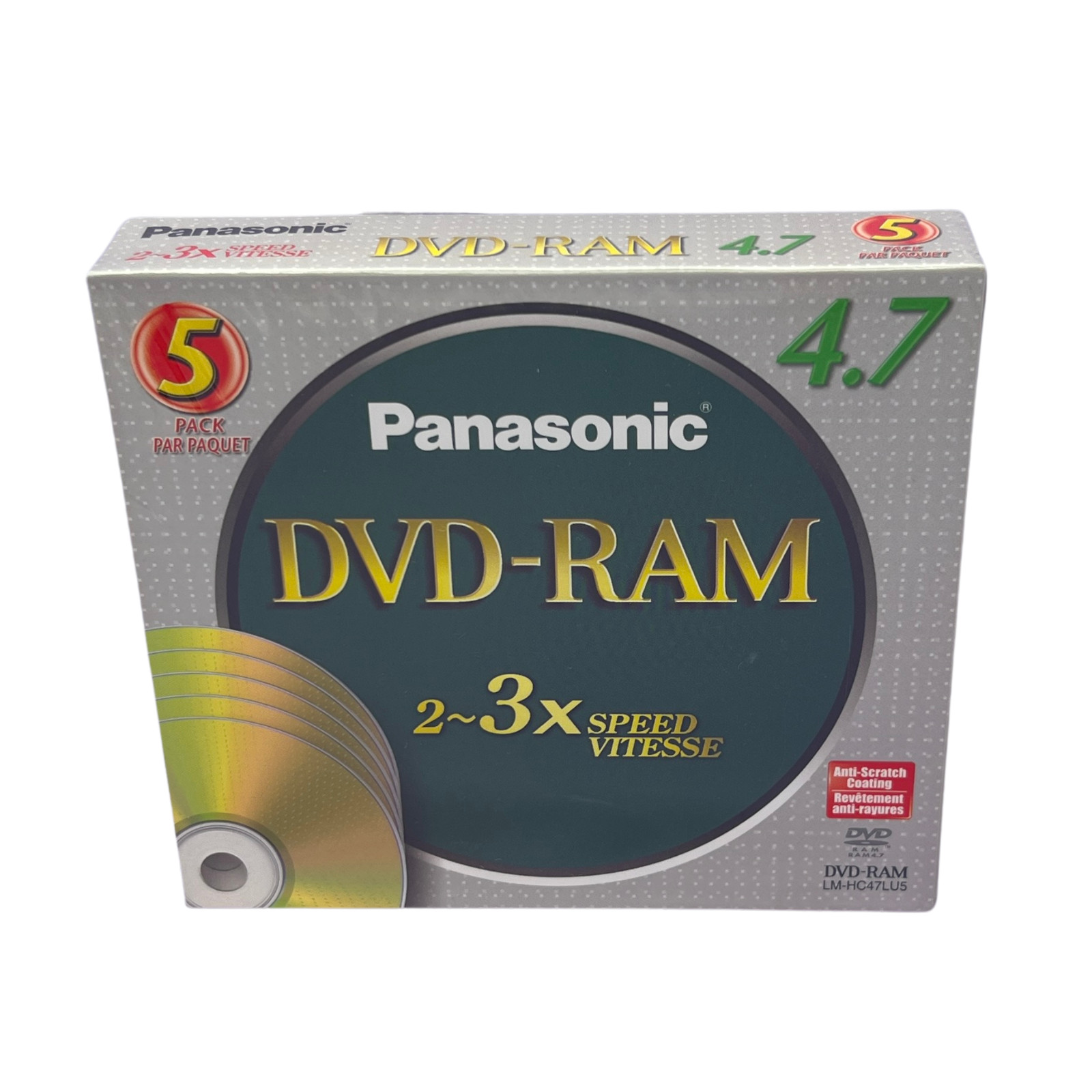 Panasonic DVD-RAM 4.7 GB 120 Min Blank Recordable DVD Slim Case Sealed 5 Pac