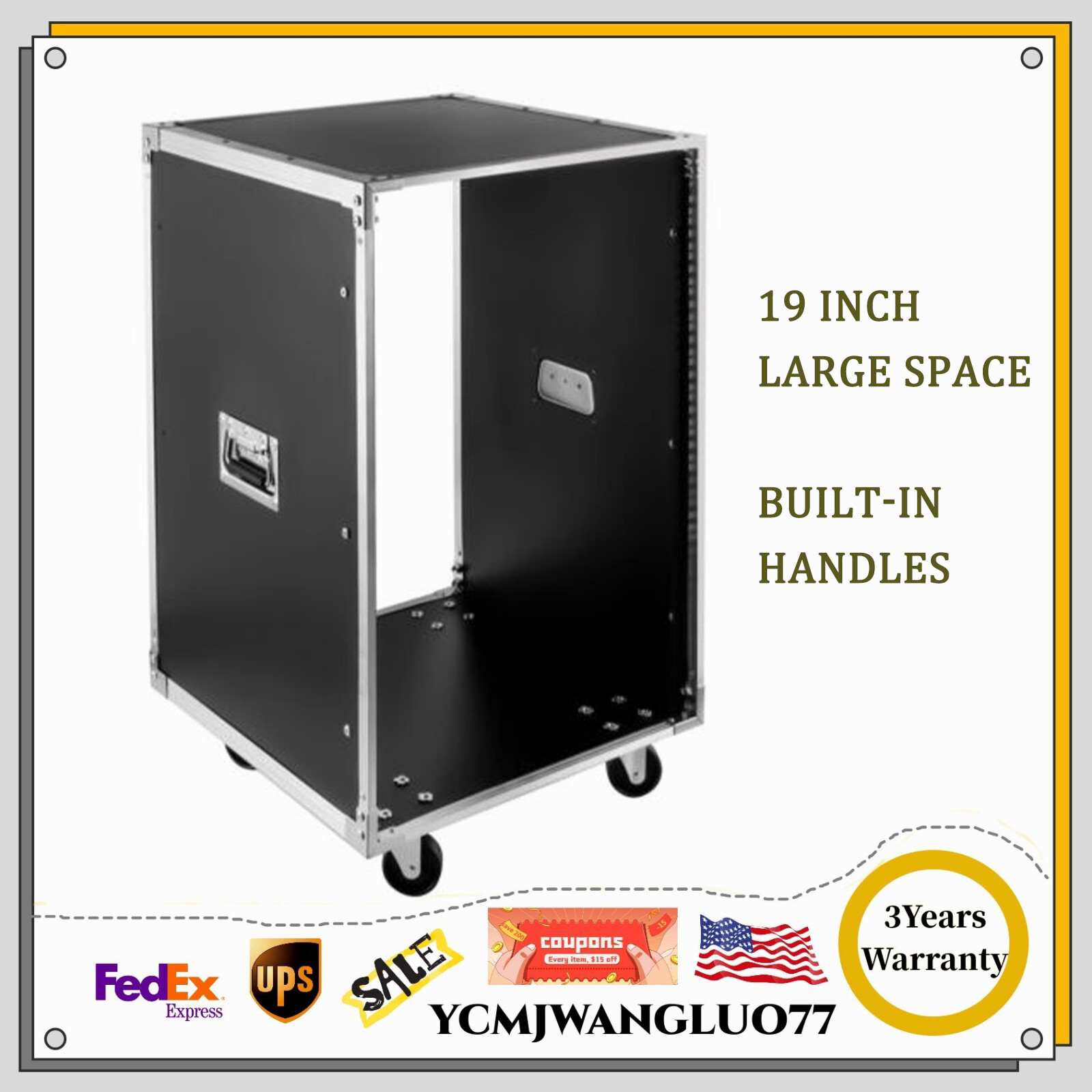 16U Portable Rolling Cart Shelf Network Rack Audio Video Telecom Office New