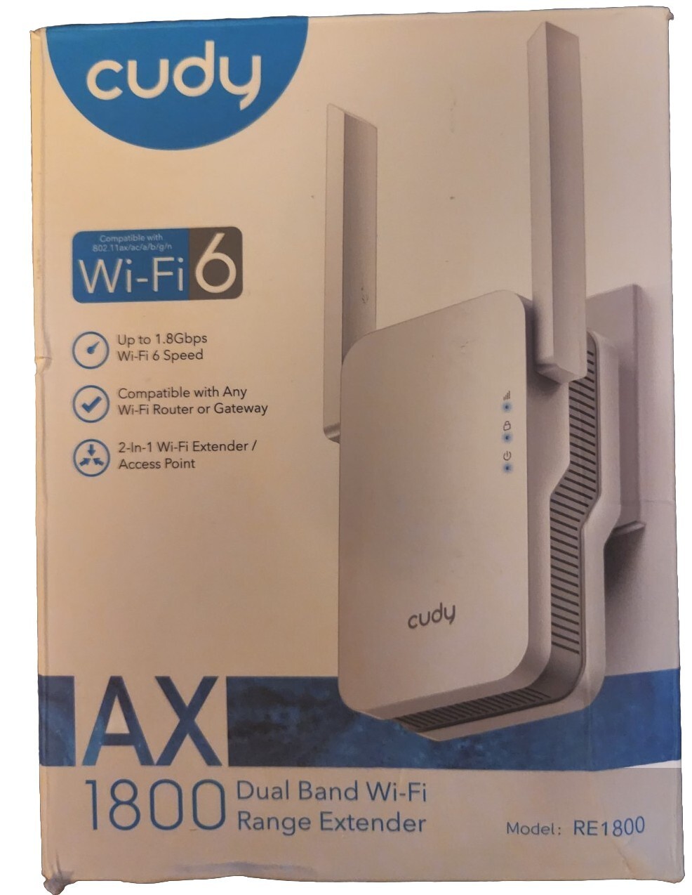 Cudy RE1800 AX1800 Dual Band WiFi Extender Wireless Booster, WiFi 6 Range Extend