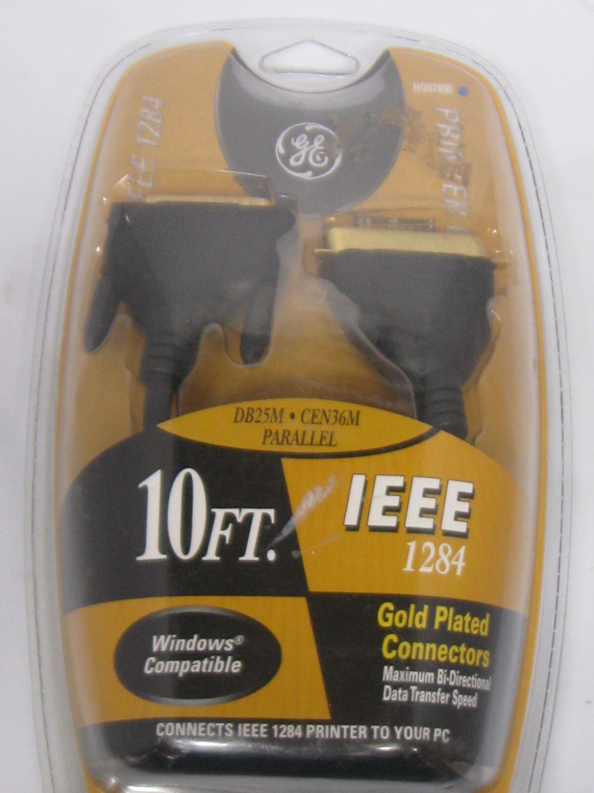 New GE MaxSpeed IEEE 1284 Printer Cable 10 ft DB25M CEN36M Parallel Gold Plated
