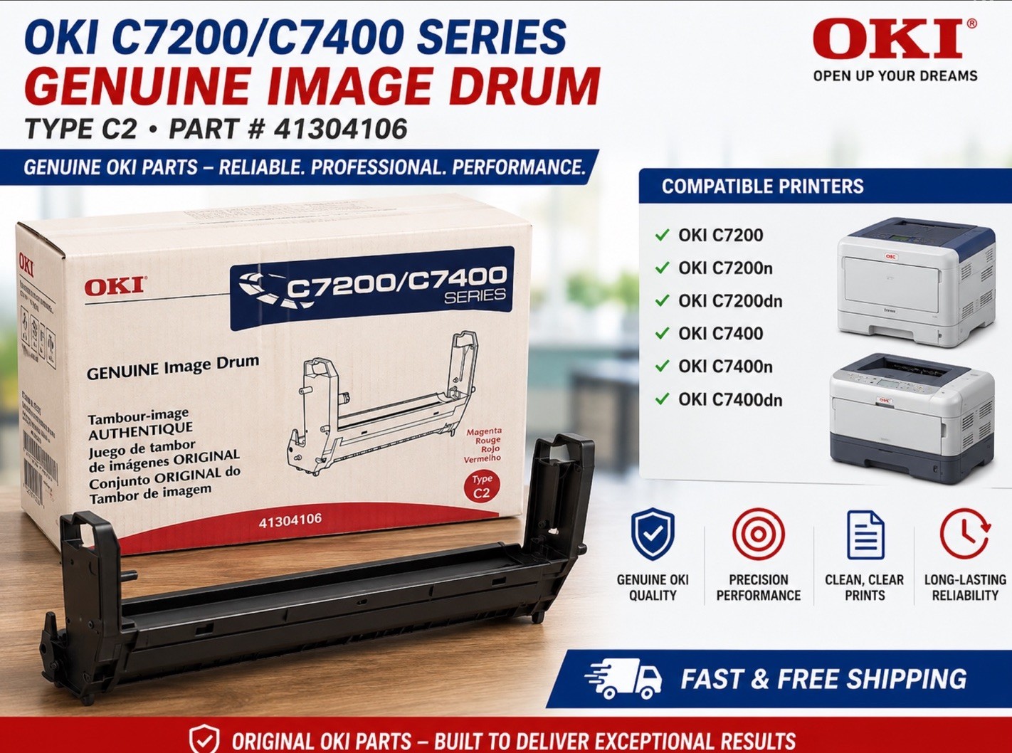 OKI C7200/C7400 Series Magenta Type C2 Genuine Image Drum 41304106