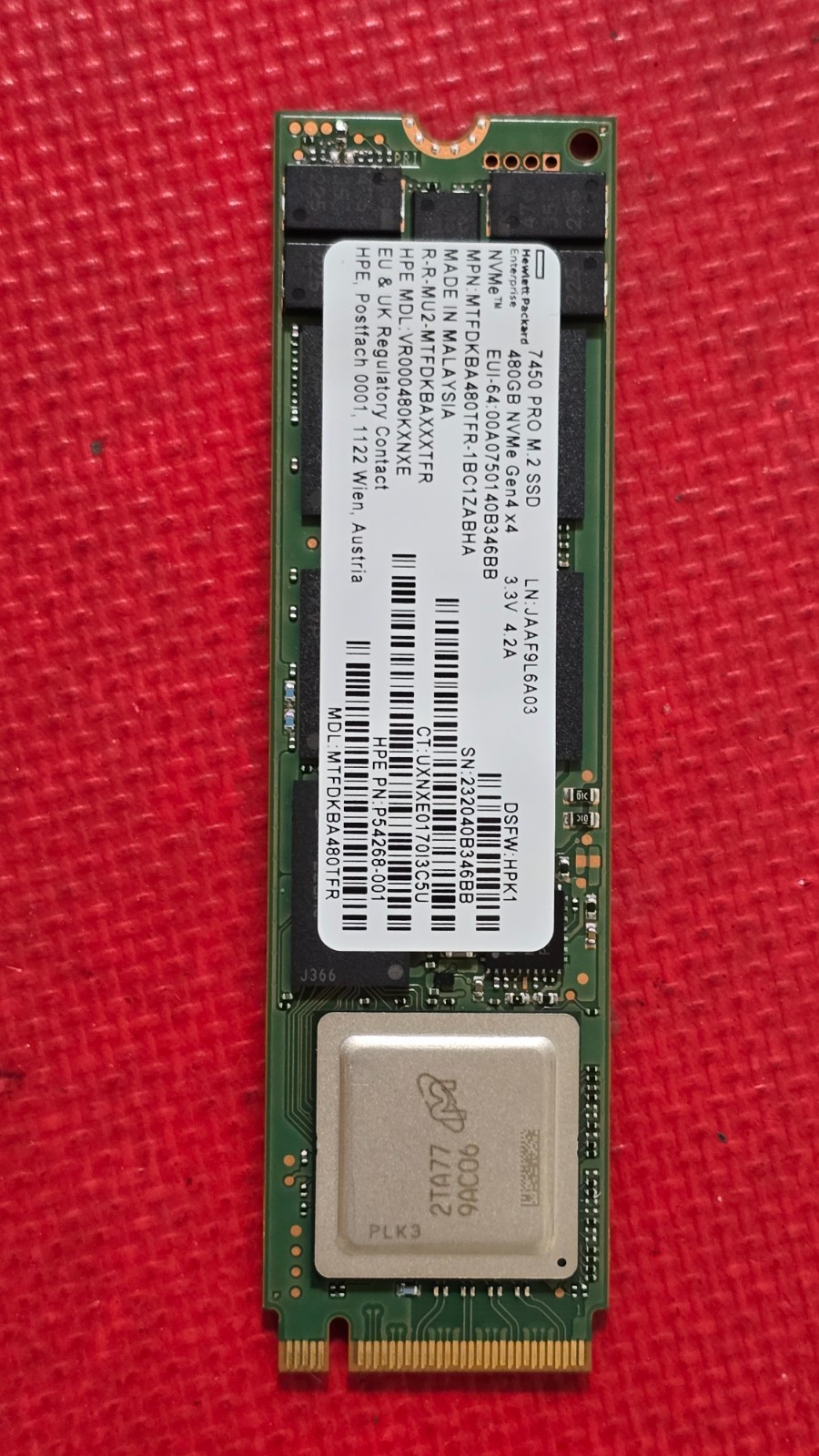 P54268-001  HPE 480GB NVMe RI M.2 2280 7450 SSD GEN 4