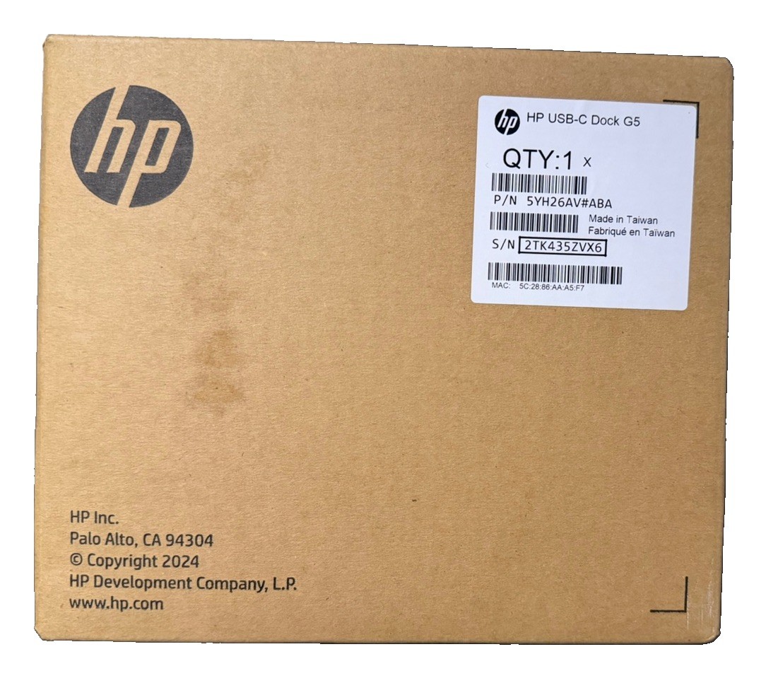 Open Box HP USB-C Dock G5 Docking Station USB-C Built-In USB Port 5YH27AV#ABA
