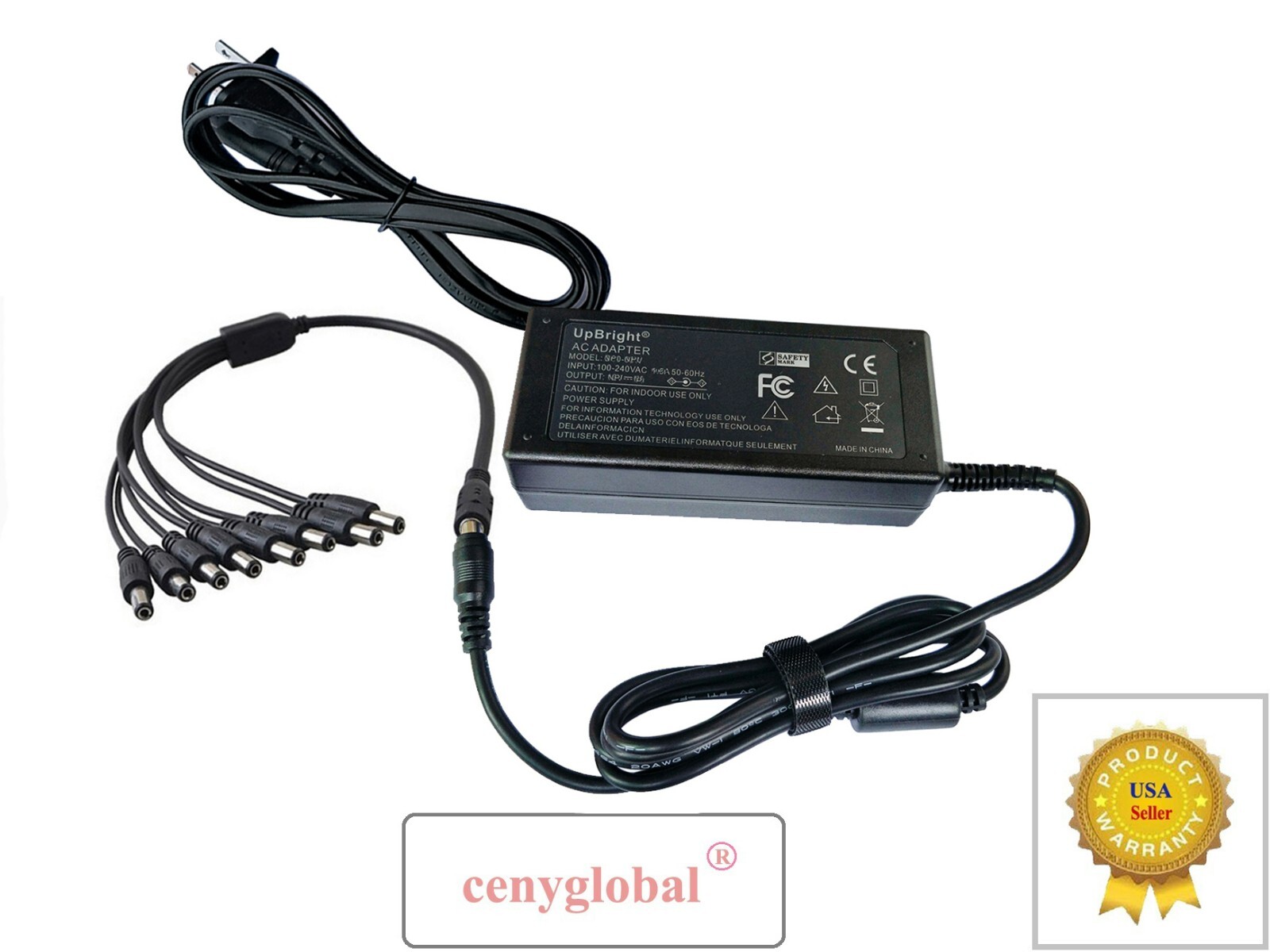 AC Adapter CCTV Security Camera DVR + 8 Split Zmodo Q-See DC 12V 5A Power Supply