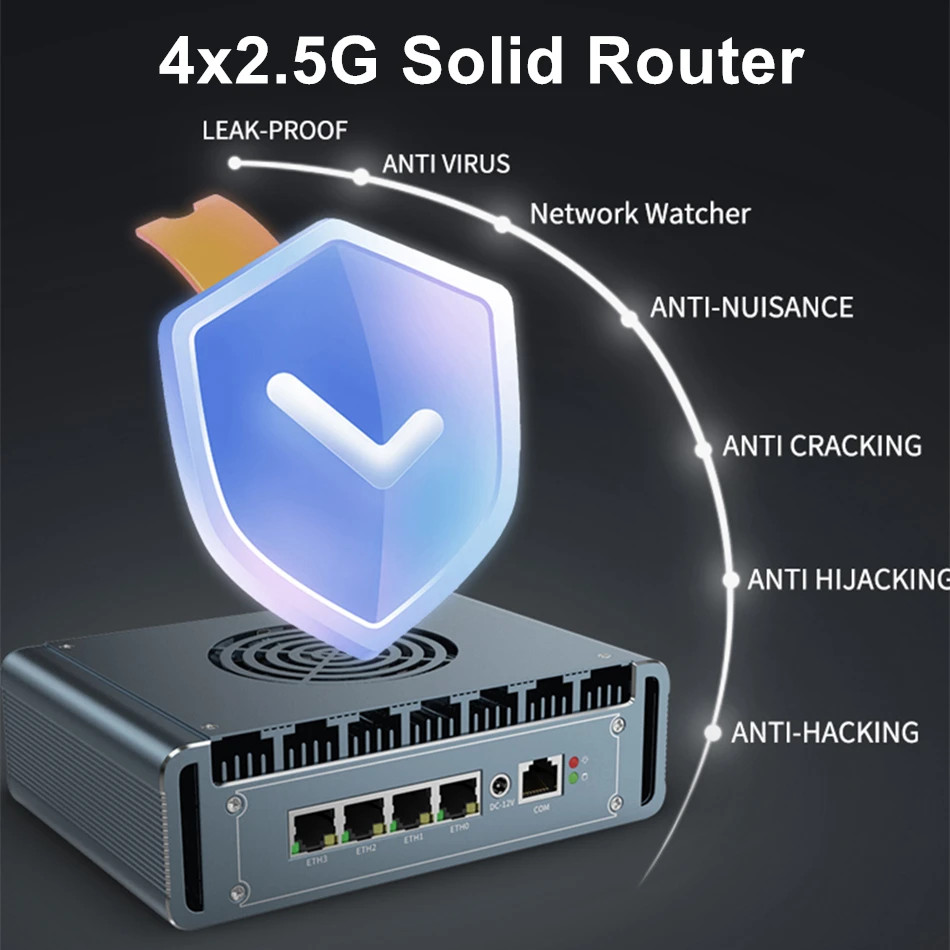 Intel N100 Firewall Mini PC with Fan 4x i226 2.5G LAN Celeron J6412 6305 pfSense