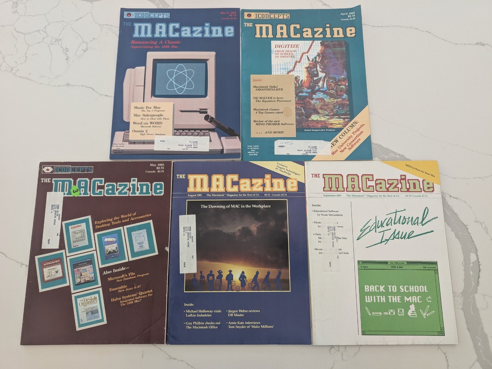 Vintage The MACazine (ICONCEPTS) Macintosh Magazine Lot x5 1985 Issues Rare