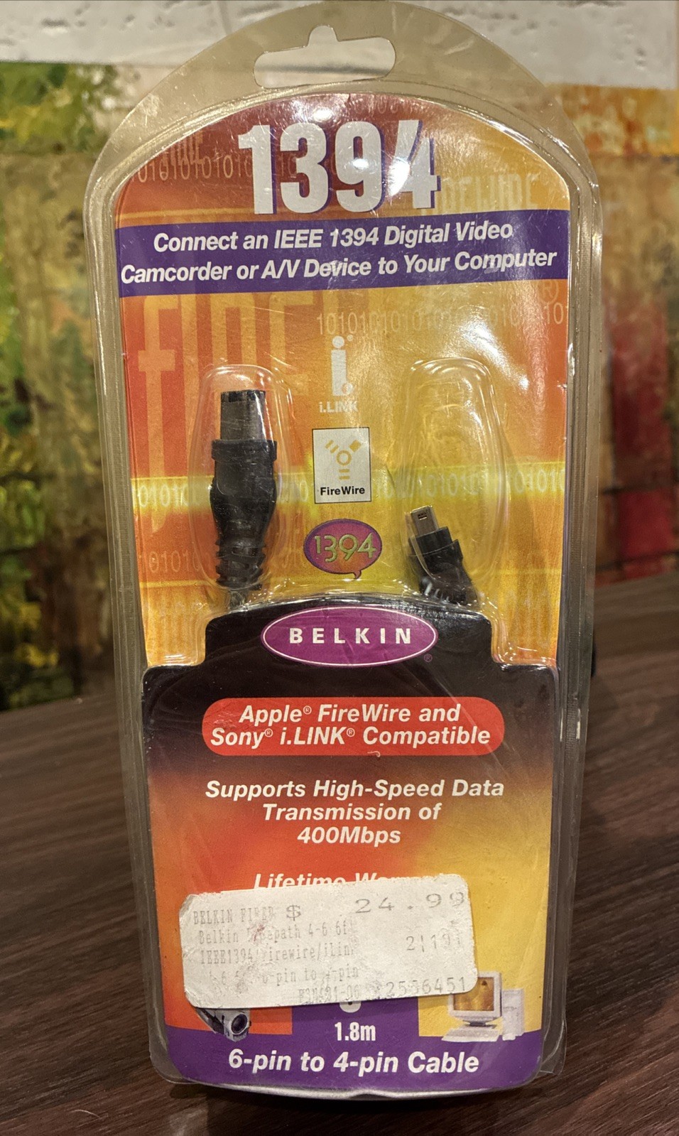 Belkin FireWire 400 Cable 6-Pin to 6-Pin 6ft 1.8m IEEE 1394 Sony i.LINK F3N400