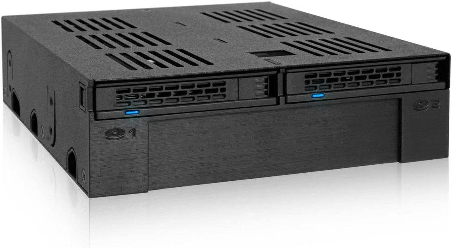 ICY DOCK 2 Bay 2.5 SAS/SATA HDD/SSD Mobile Rack + 3.5" Slot for External 5.25" B