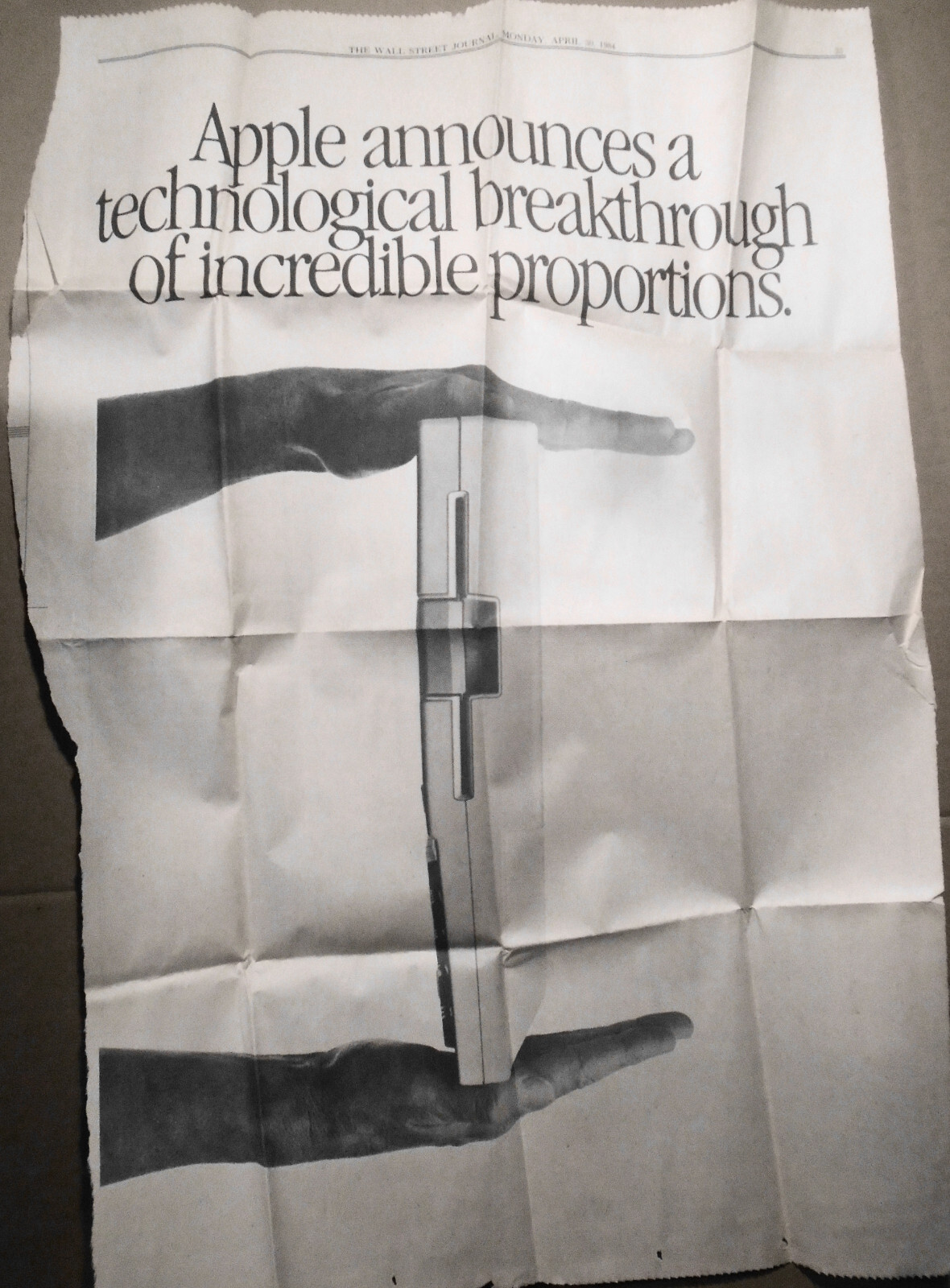 Apple announces the IIc computer; ad in The Wall Street Journal, April 30, 1984.