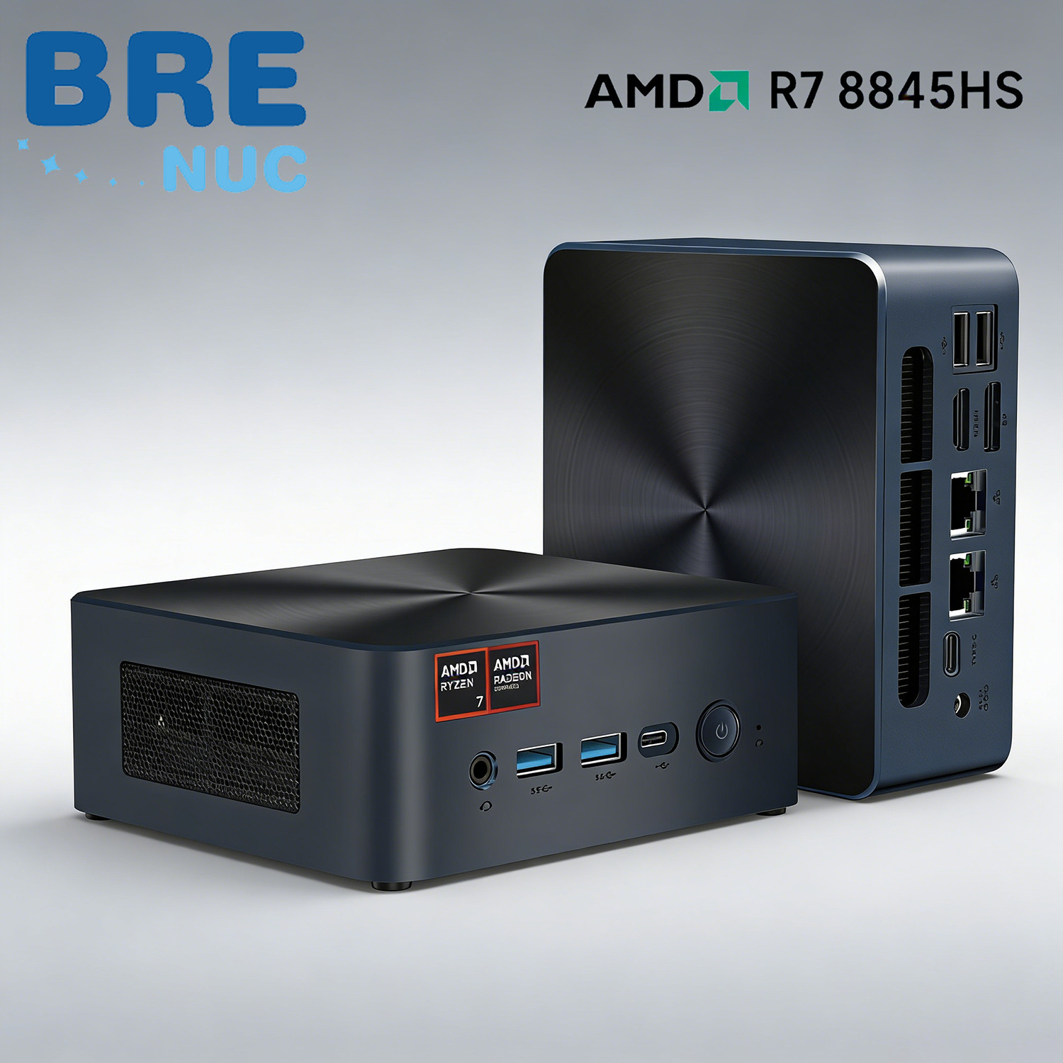 BRENUC N7P Mini Desktop PC AMD Ryzen 7 8845HS 8GB DDR5 256GB NVMe SSD Compact PC