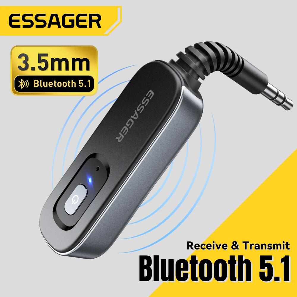 Essager Wireless Bluetooth 5.1 Audio Receiver Transmitter 3.5MM AUX W/Mic Stereo