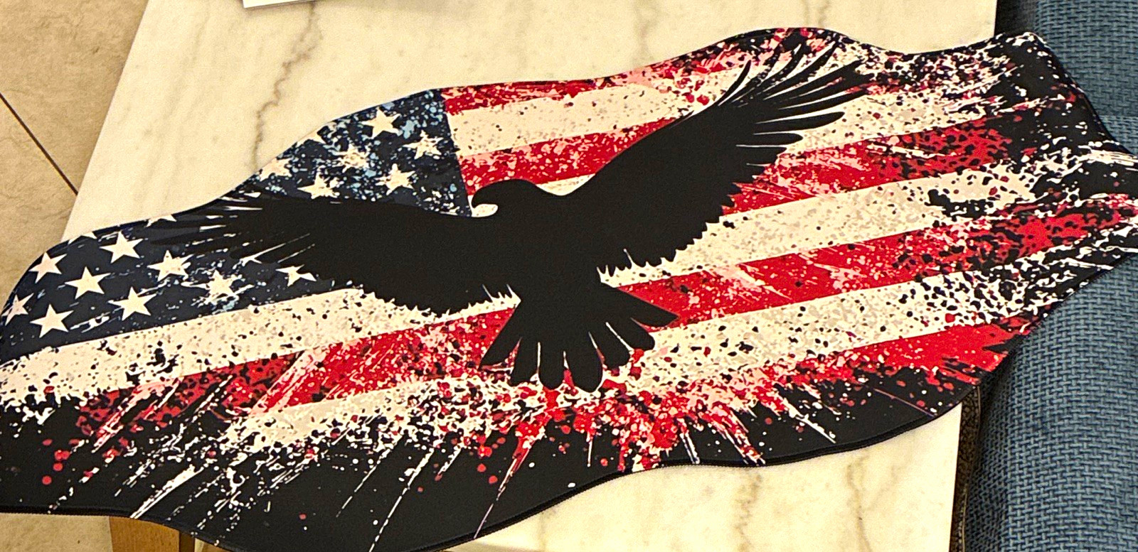 American Flag Eagle Pictorial Mouse Pad Non-Slip Rubber Desk Mat Black