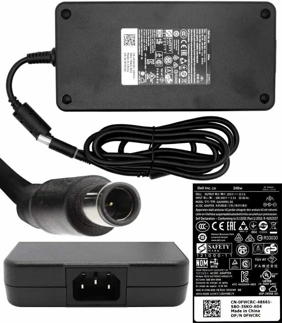 Original 0MFK9 FWCRC Dell 240W AC Adapter LA240PM160 GA240PE1 19.5V 12.3A Tested