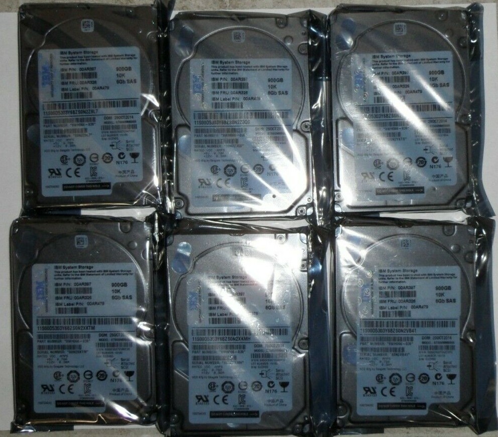 lot (6) IBM 2076 V7000 G2 AHF2 00AR326 00AR397 00AR479 900GB 10K 2.5 ST900MM0006