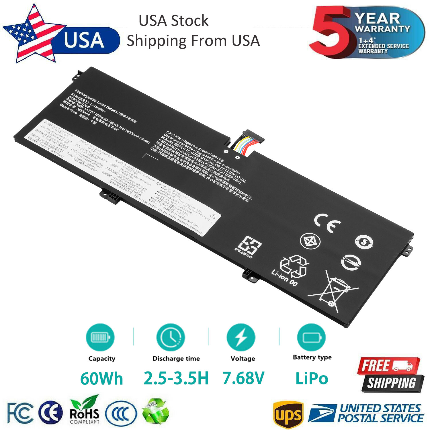 L17C4PH1 Laptop Battery for Lenovo Yoga C930-13IKB 81C400ATRE 2ICP5/44/129-2 New