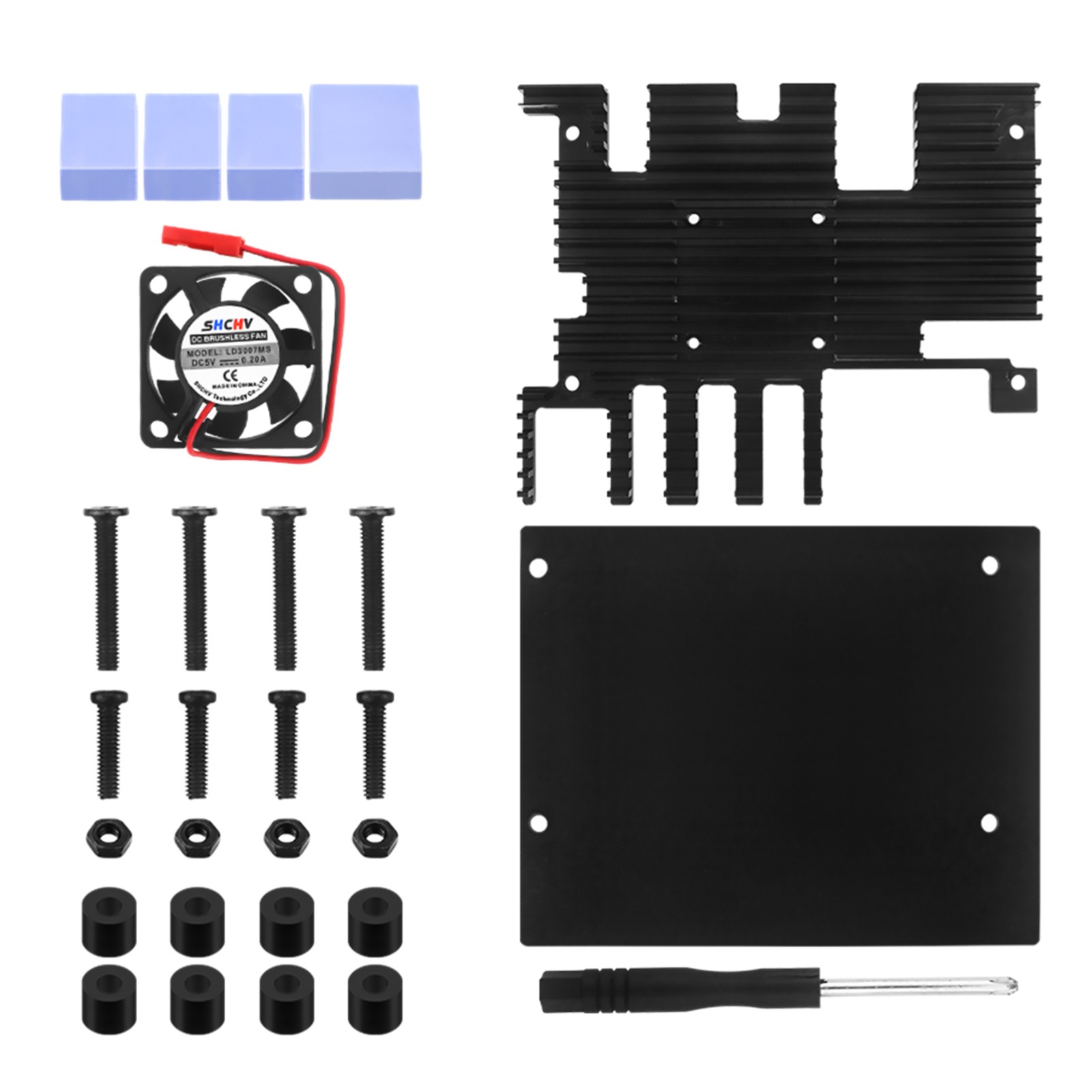 Housing Case+Cooling Fan Active Passive Radiator/Heatsink For Orange Pi 5 Plus C
