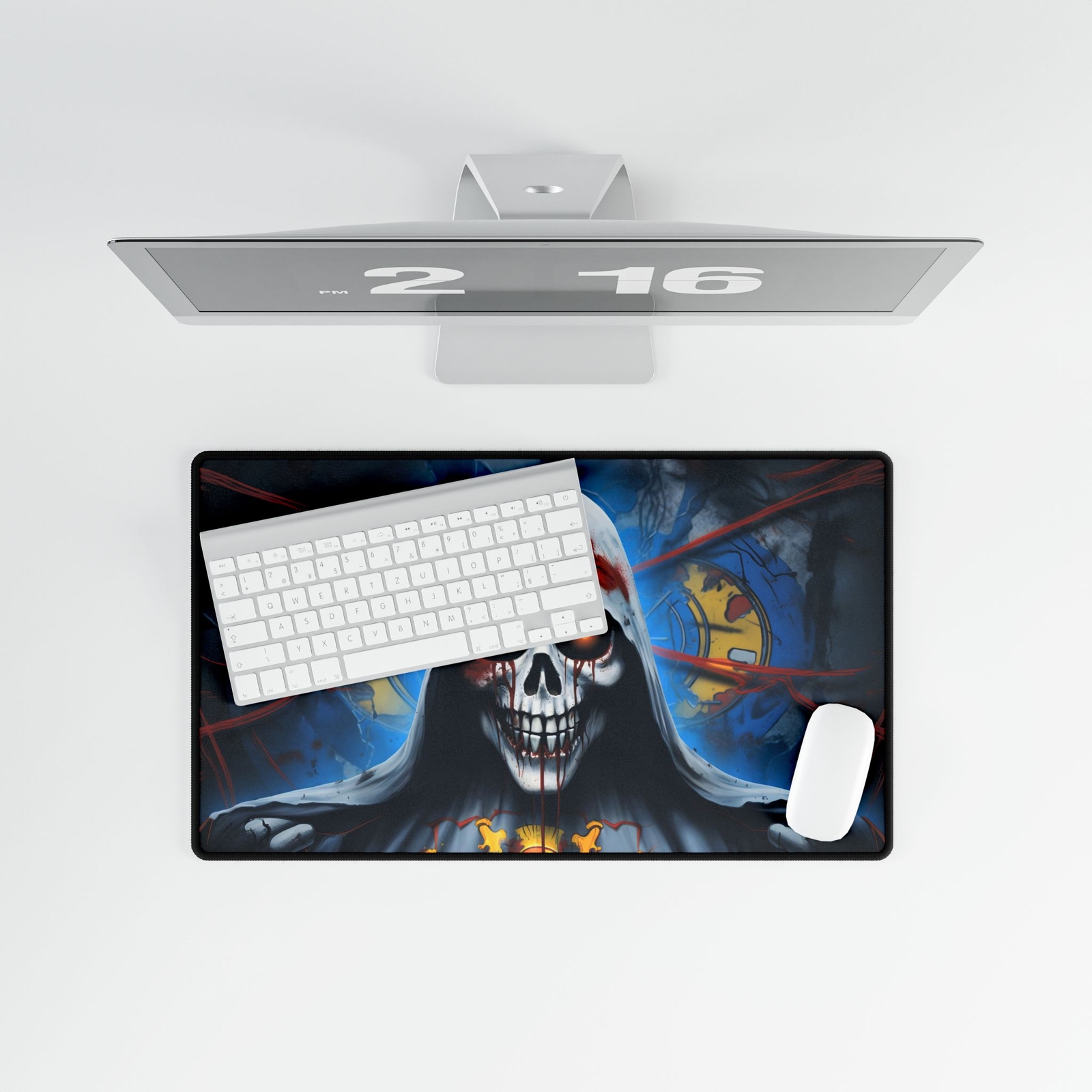 Skull Evil Lurking Gaze Gaming Mouse Pad. Sinister Grim Reaper Bloody Horror Art