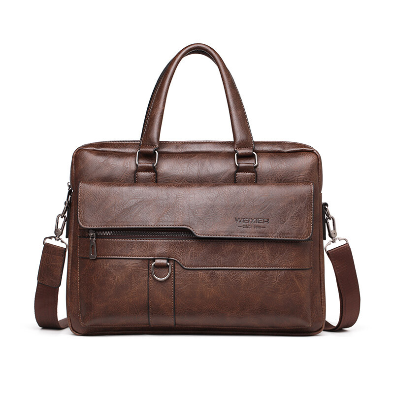 WEIXIER  Casual PU Leather Shoulder Bags briefcase messenger bag For 14'' laptop
