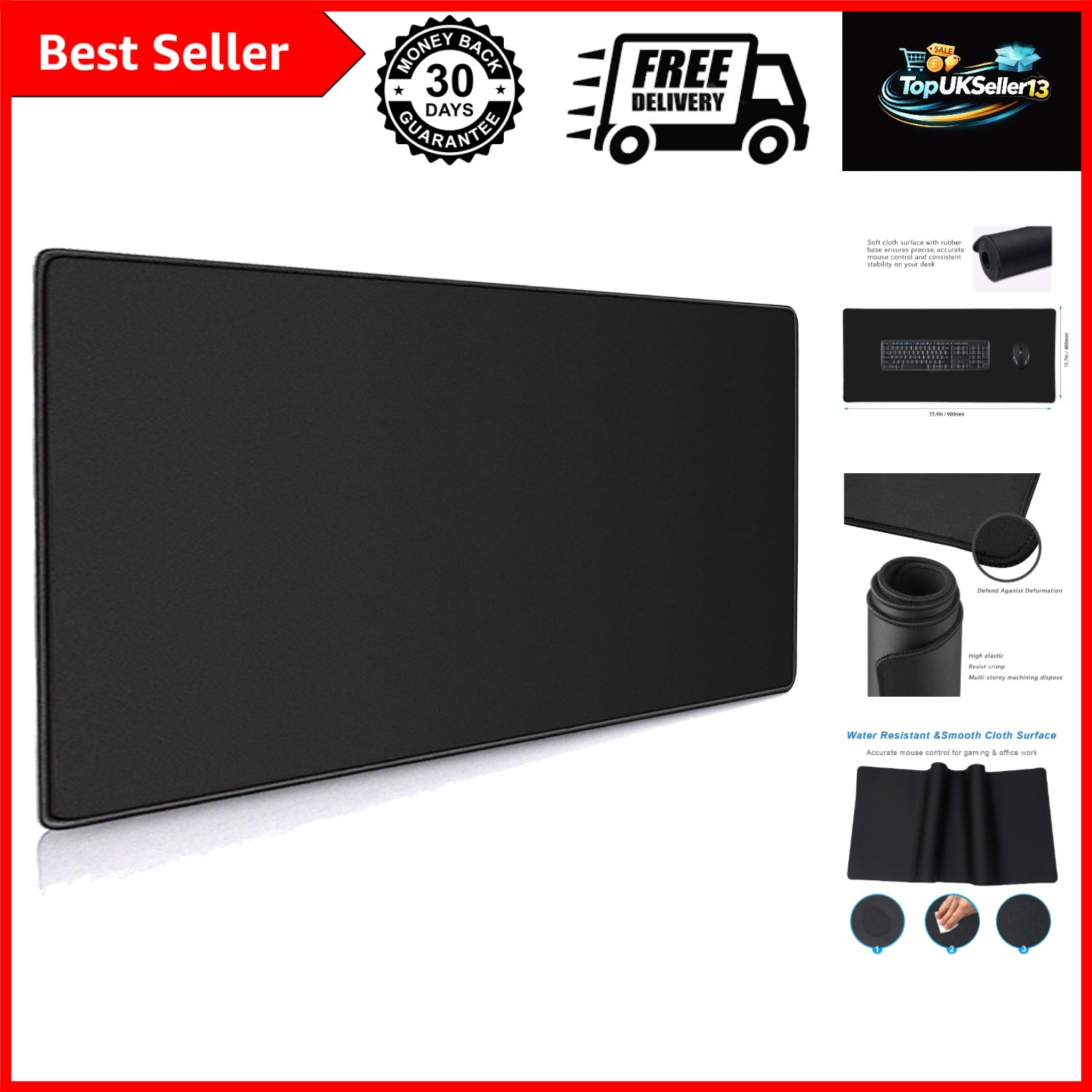 XXL Professional Large Mouse Pad & Computer Game Mouse Mat 35.4x15.7x0.12IN, ...