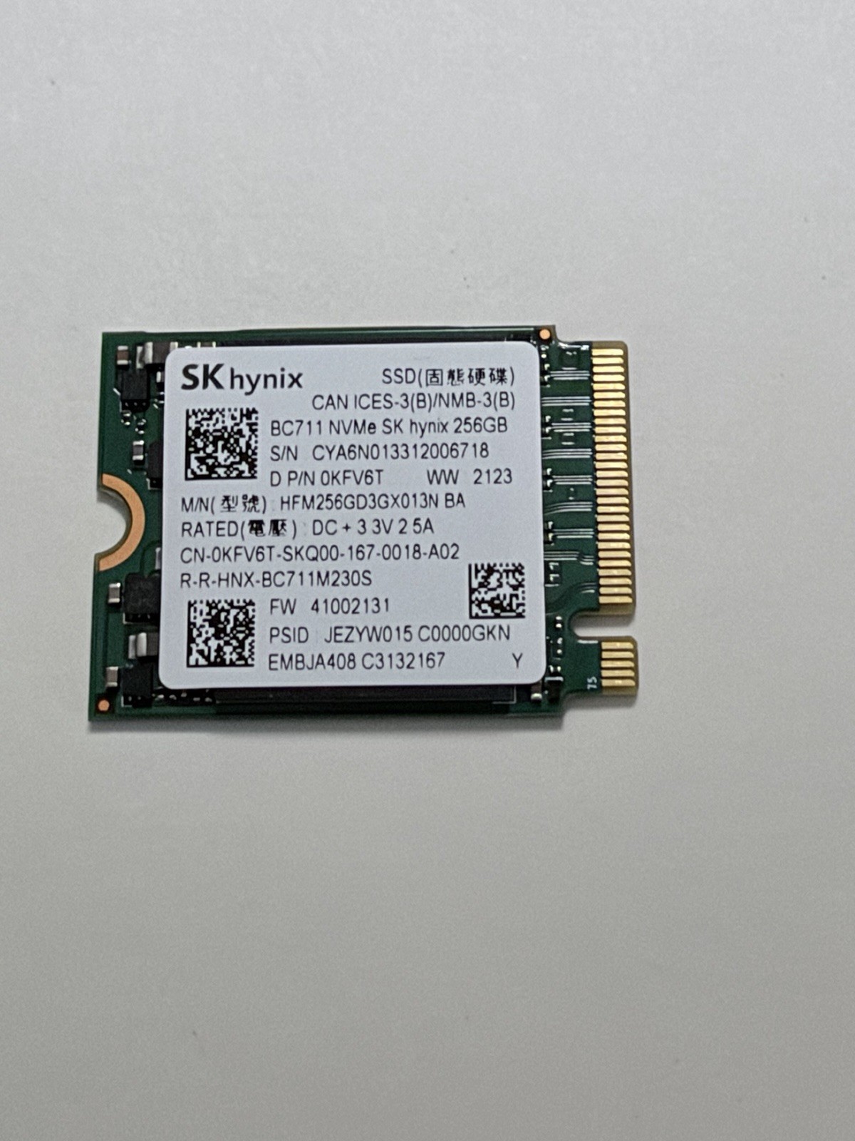 SK Hynix BC711 HFM256GD3GX013N 256GB NVMe SSD