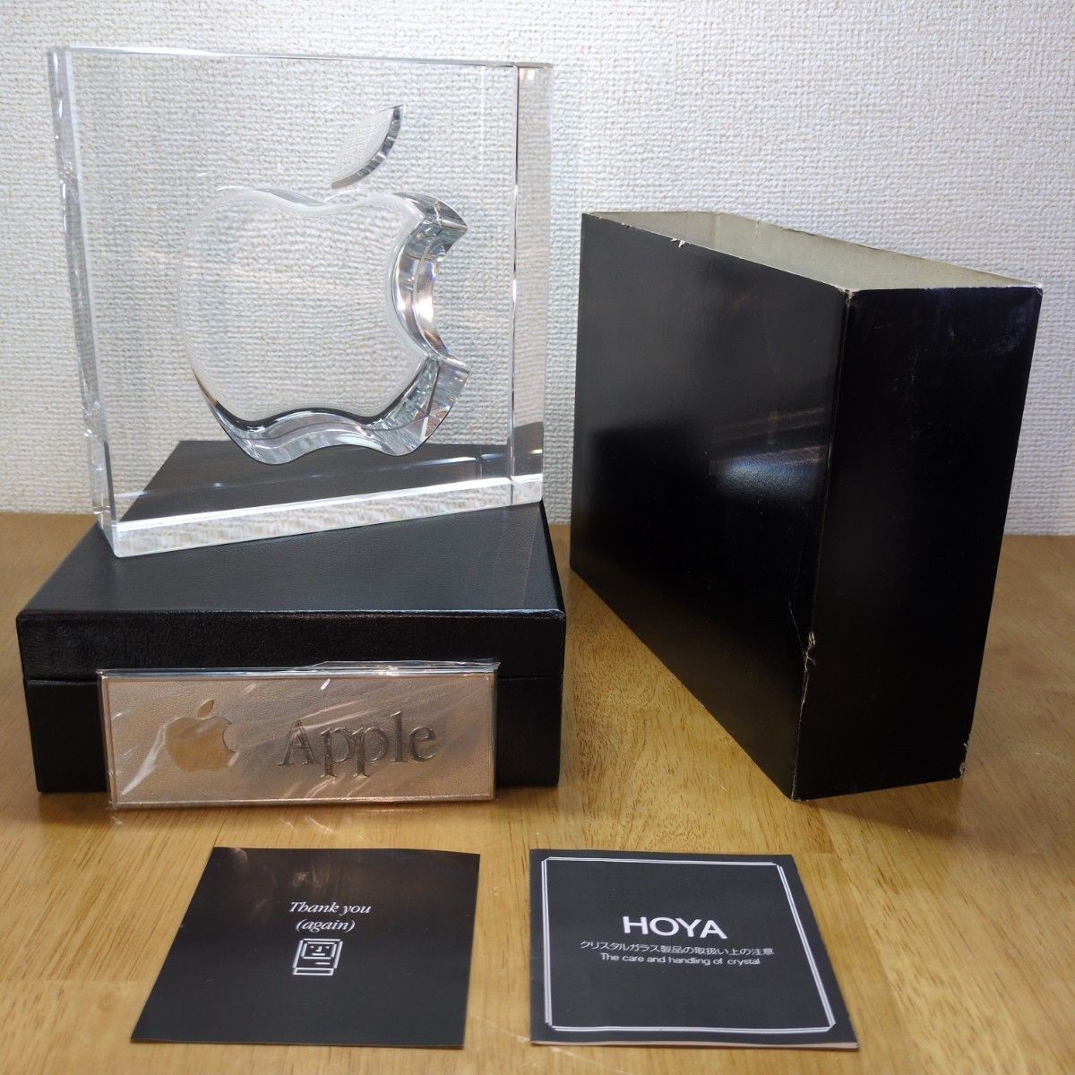 Apple 20th Anniversary Macintosh HOYA Crystal Glass Logo Object Paperweight Used