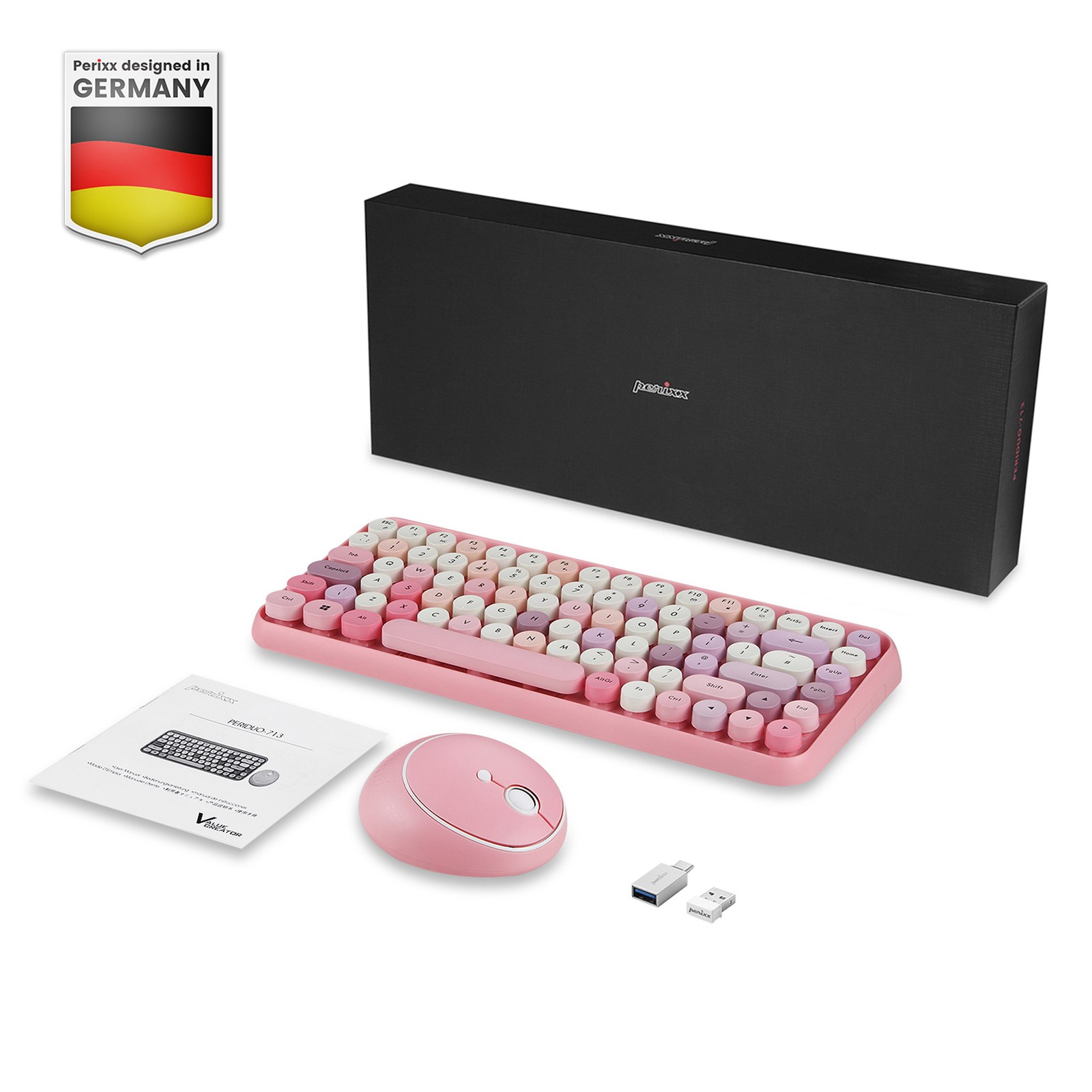 PERIDUO-713 Perixx 11673 Wireless RF Wireless Membrane Key Switch QWERTY Pink ~D~