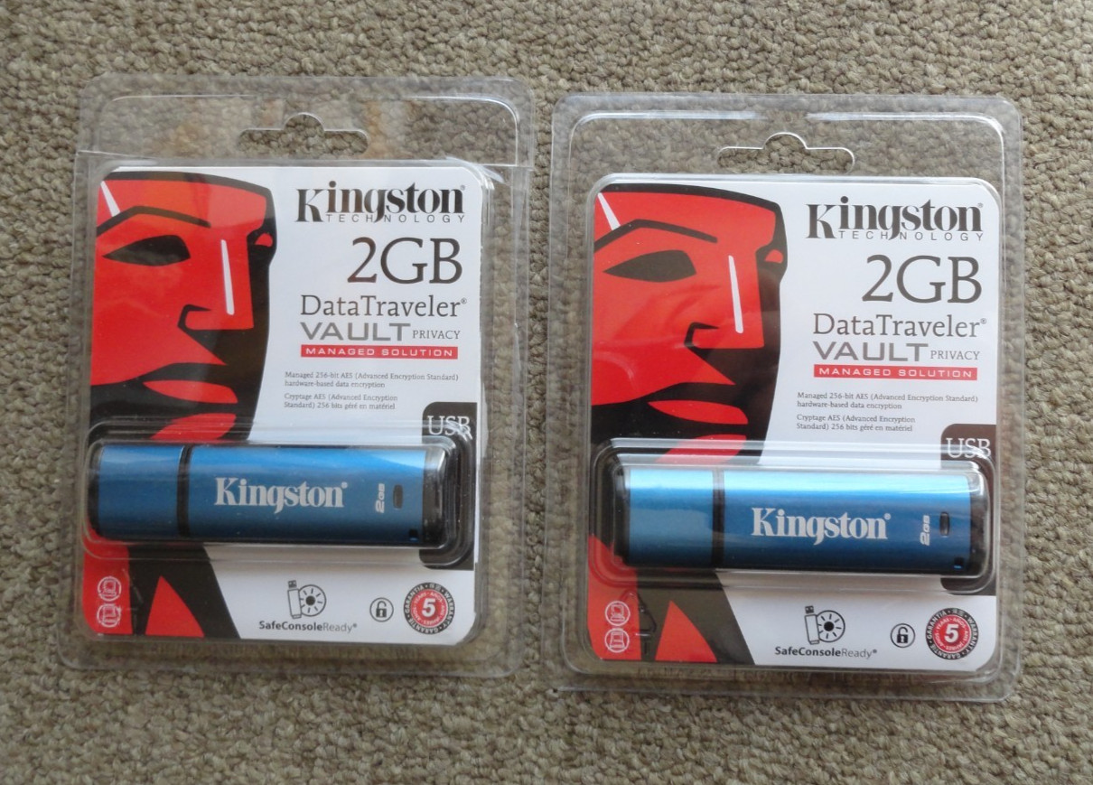 (2)  Kingston 2GB Data Traveler  Vault Privacy Edition USB Flash Drive