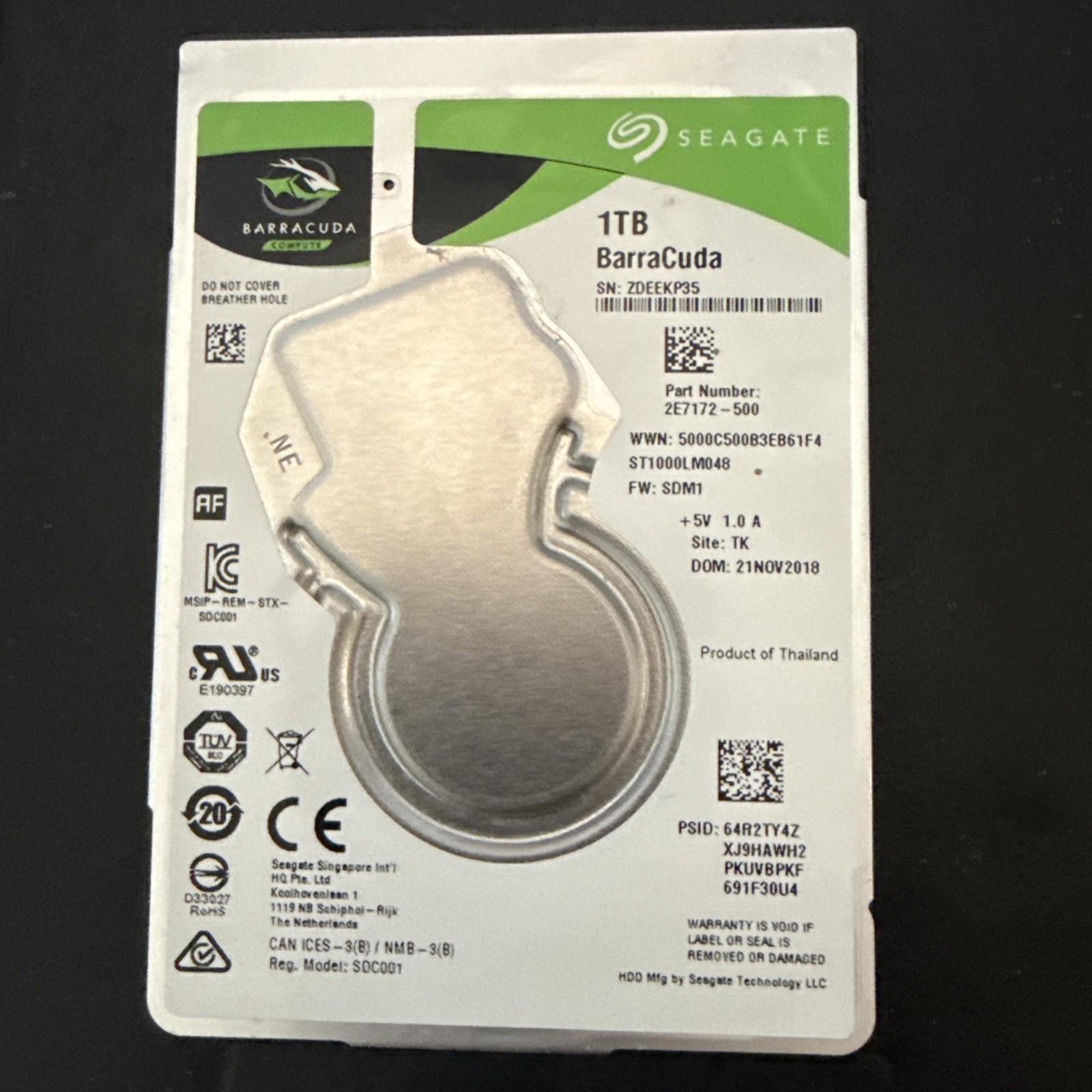 Seagate BarraCuda 1000GB Internal 5400RPM 2.5" (ST1000LM048) HDD