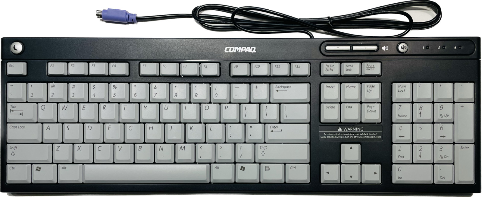 New OEM Vintage Compaq wired PS2 Black & Gray Keyboard 5188-0989 5137 5069-8808