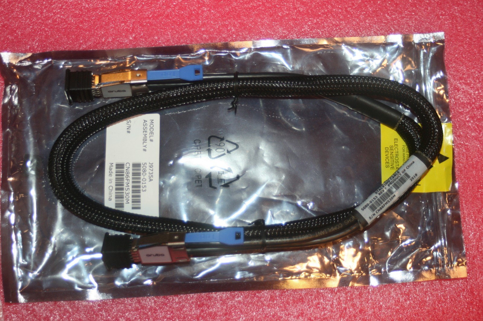 NEW - Open Box - Aruba J9735A 2920/2930M 1.0M Stacking Cable still in sealed Bag