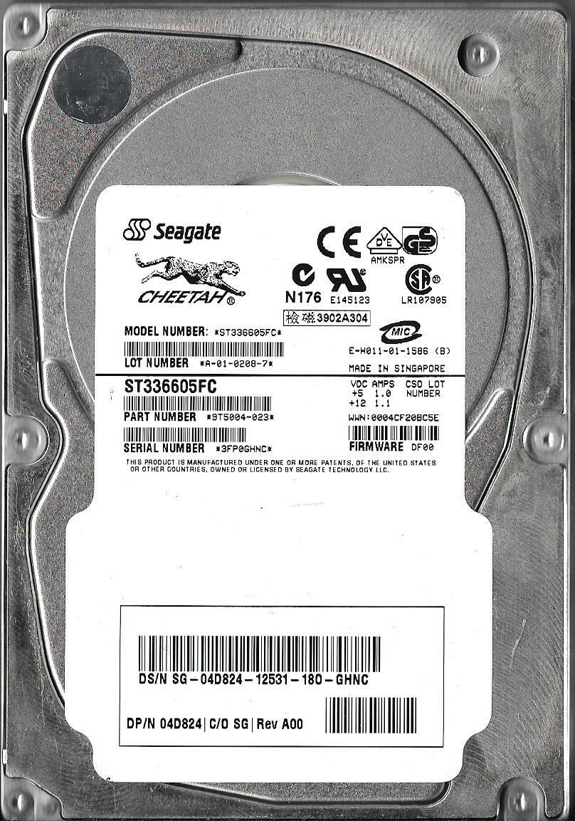 Seagate ST336605FC 36GB Fibre Channel Hard Drive P/N: 9T5004-023 F/W: DF00  