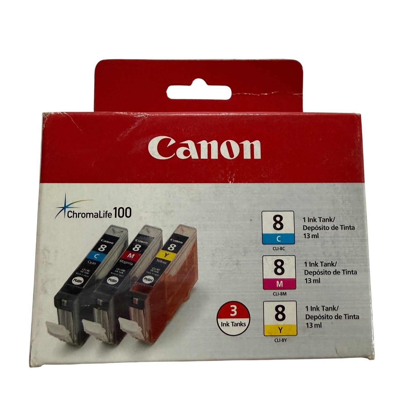 Canon CLI-8 Ink Cartridge Set CMY 3 tanks ChromaLife 100 Genuine OEM