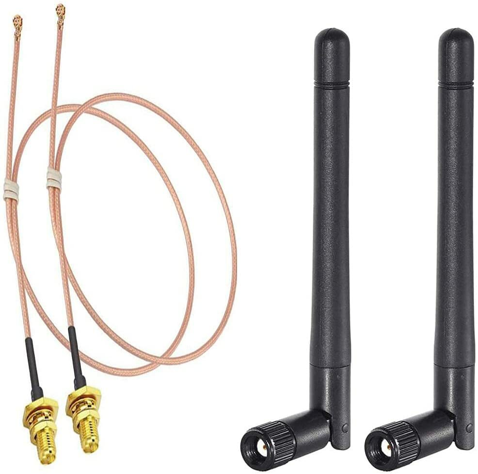 2pcs Bingfu Dual Band WiFi Antenna MIMO RP-SMA Male ,12inch u.fl to RP-SMA Cable