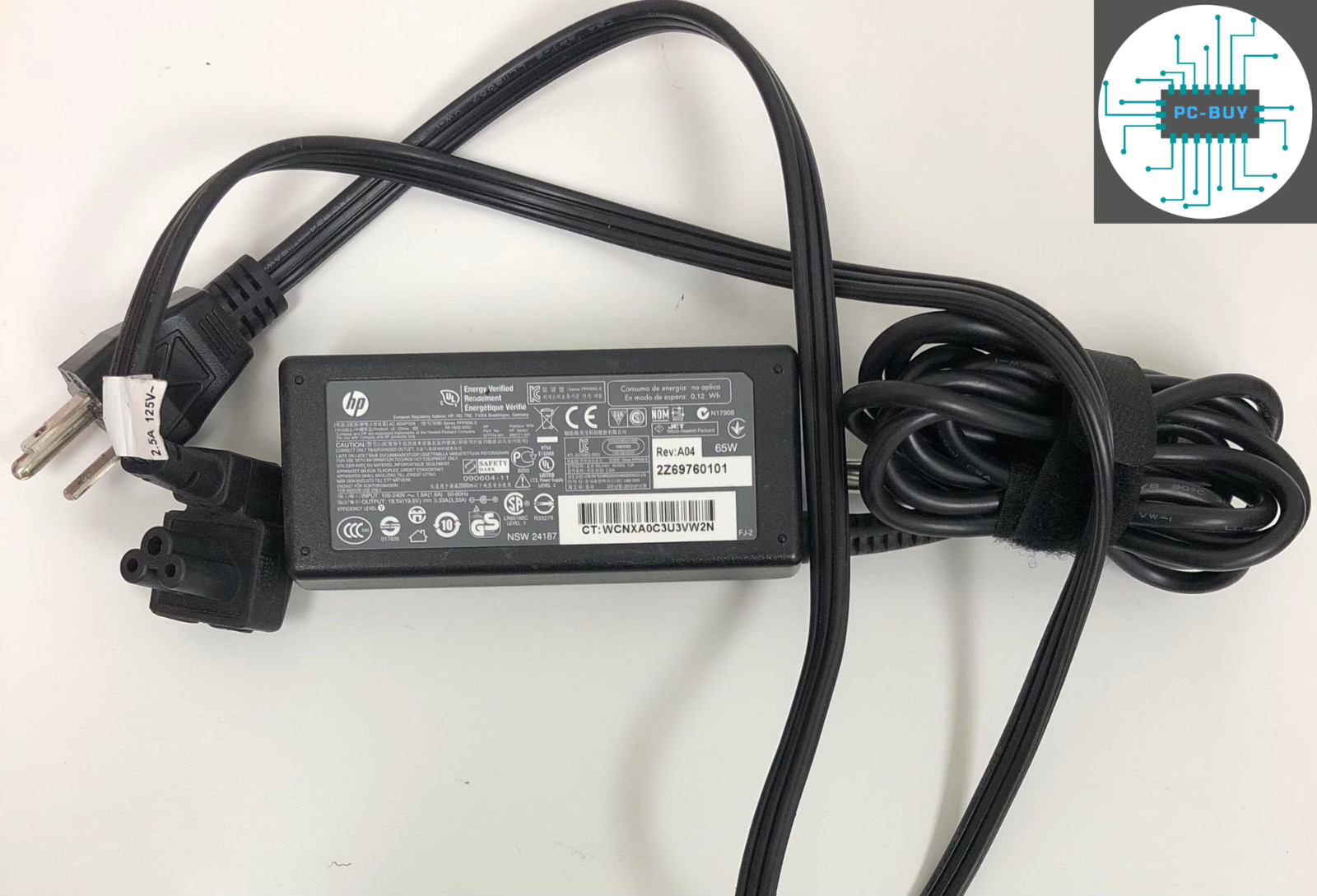HP Genuine 65W 19.5V 3.33A AC Adapter Charger PPP009L-E PPP009L-S 693711-001