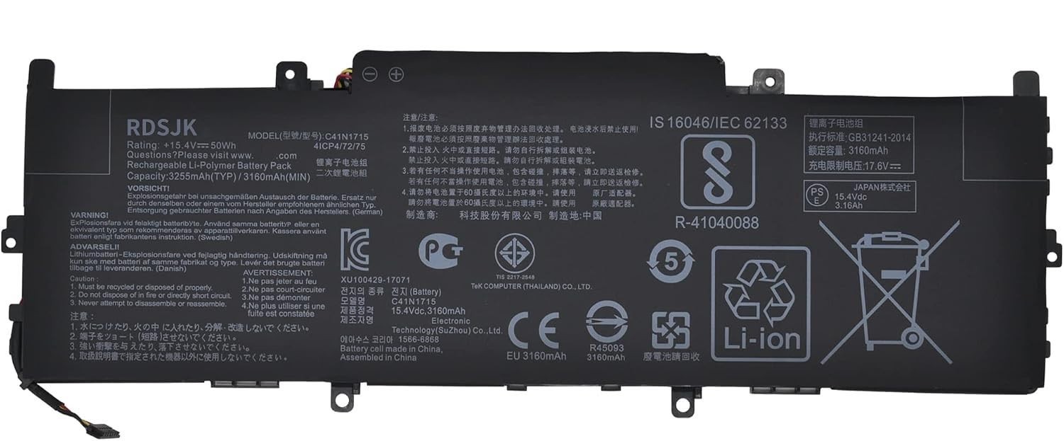 C41N1715 Battery for ASUS ZenBook 13 UX331UA UX331UN UX331FN UX331FA 50Wh 15.4V