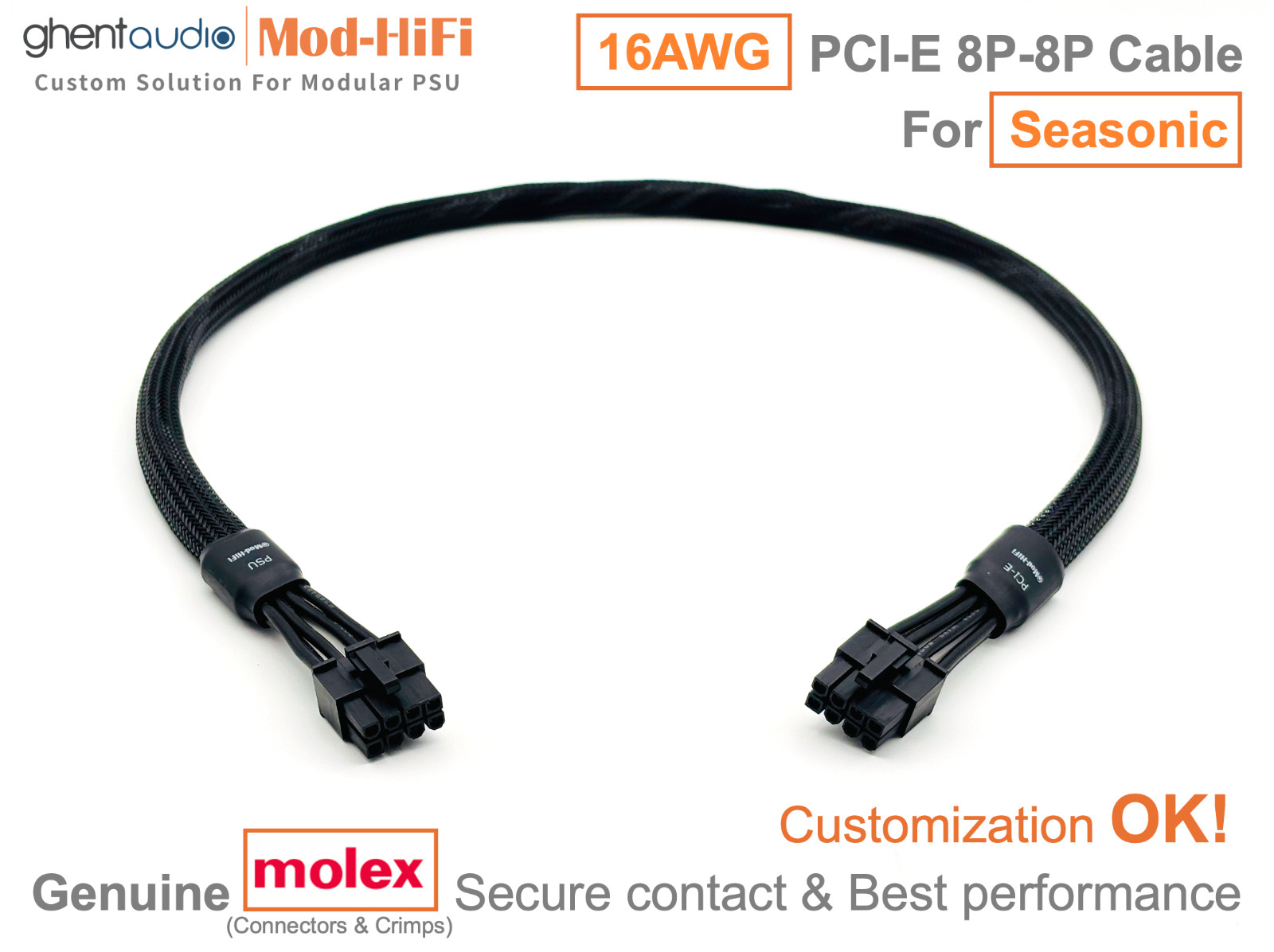 ⚡️16AWG PCI-E GPU 8P Cable for Seasonic PRIME Platinum PX1300 ...-📏70cm/27 inch
