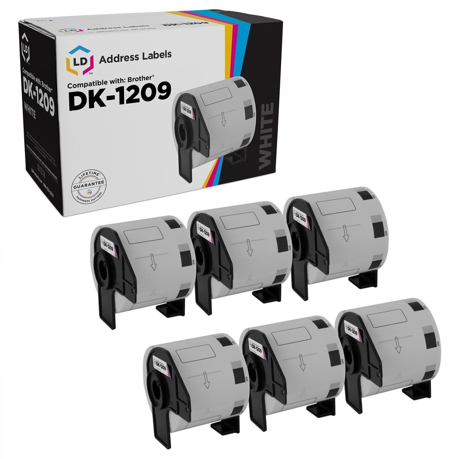 LD Compatible Brother DK-1209 6 Rolls of Address Labels / 1.1 in x 2.4 in
