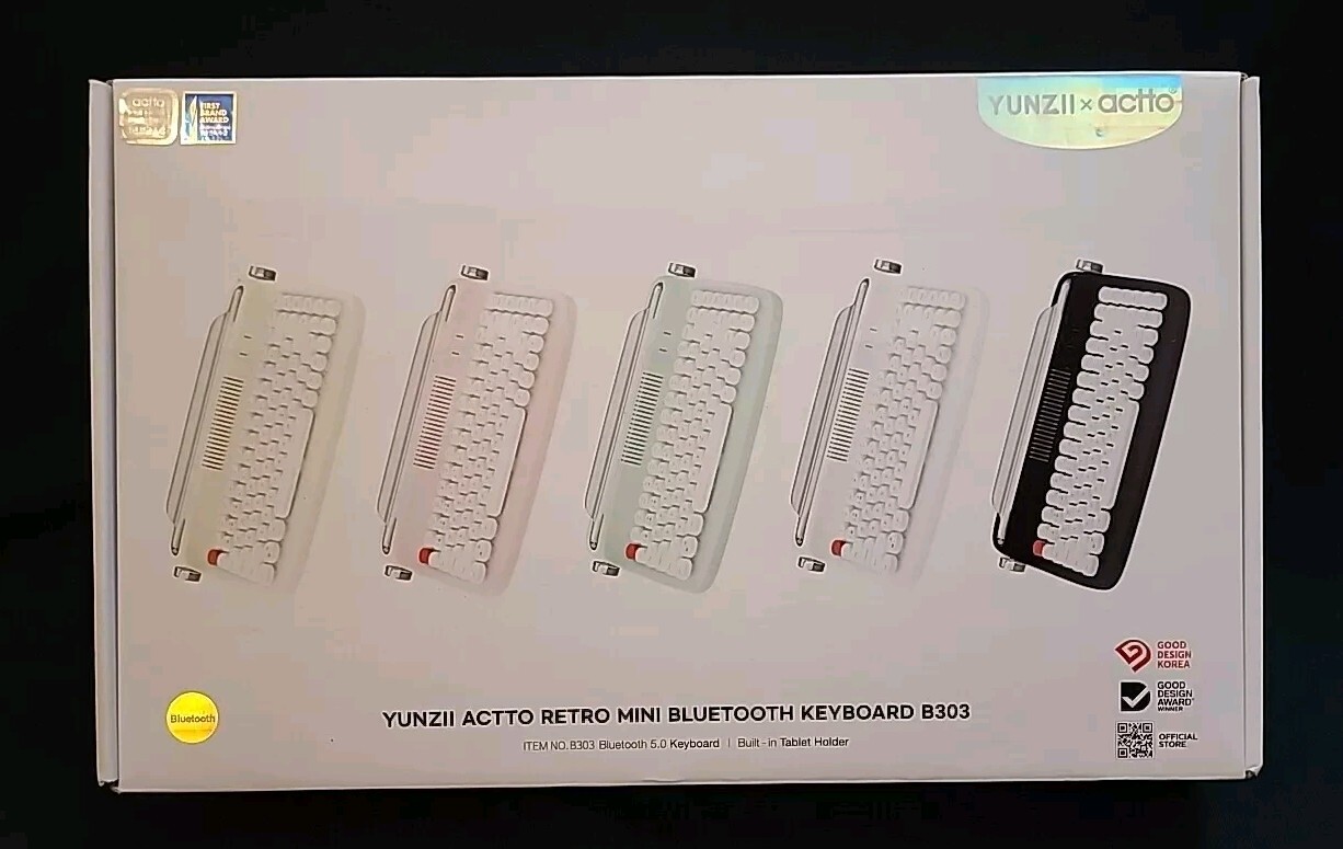 YUNZII ACTTO B303 Wireless Retro Typewriter 5.0 Bluetooth Keyboard Pink