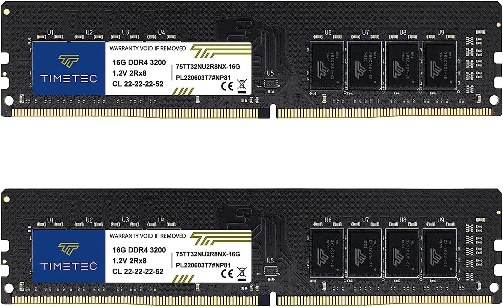 Timetec 32GB KIT(2x16GB) DDR4 3200MHz (or 2933MHz or 2666MHz) PC4-25600 CL22 ...