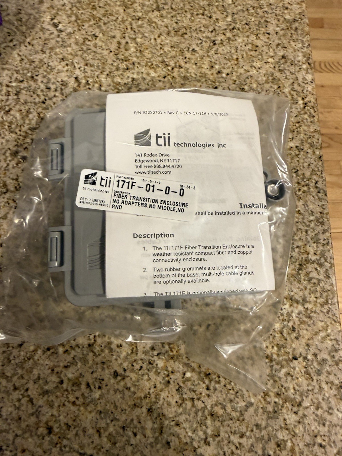 Tii 171f Technologies Fiber Optic Wall mount Splice Enclosure Series 171f-01-0-0