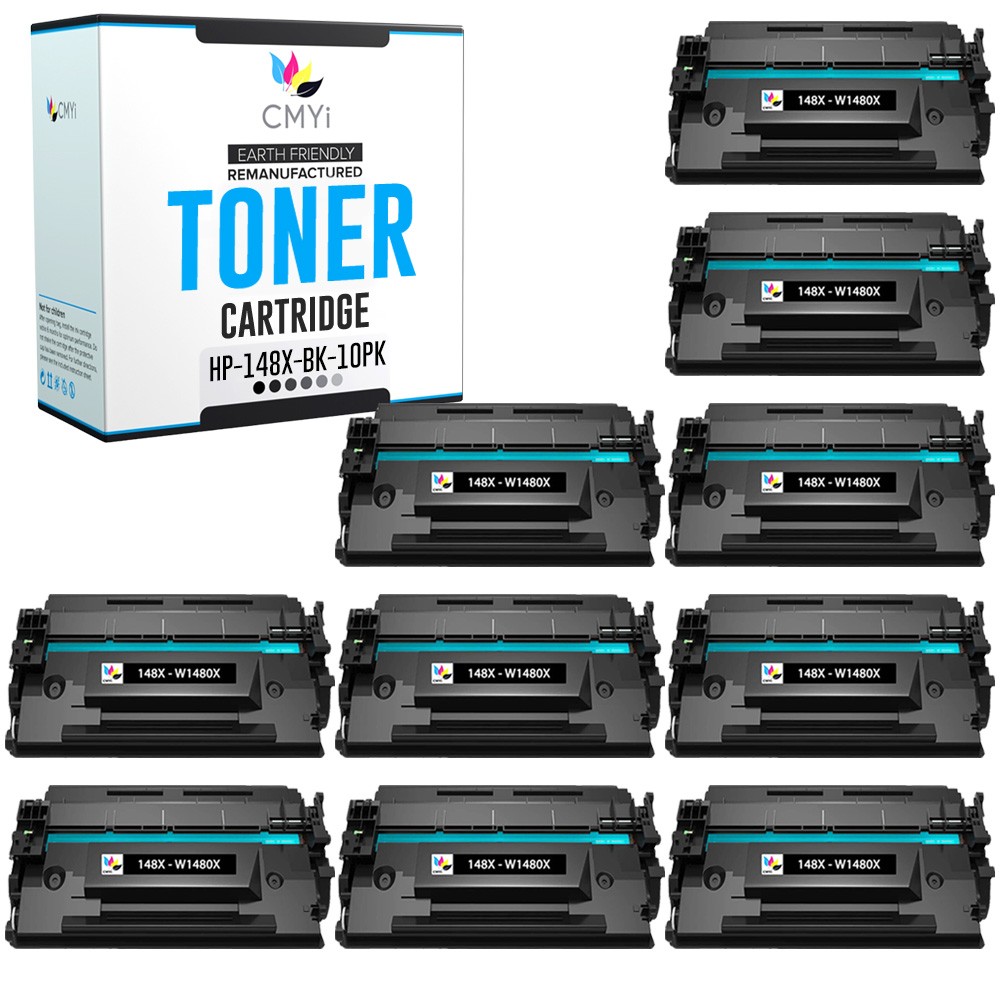 CMYi 10-Pack Replacement 148X Combo Pack Cartridges for HP LaserJet Pro 4102fdw
