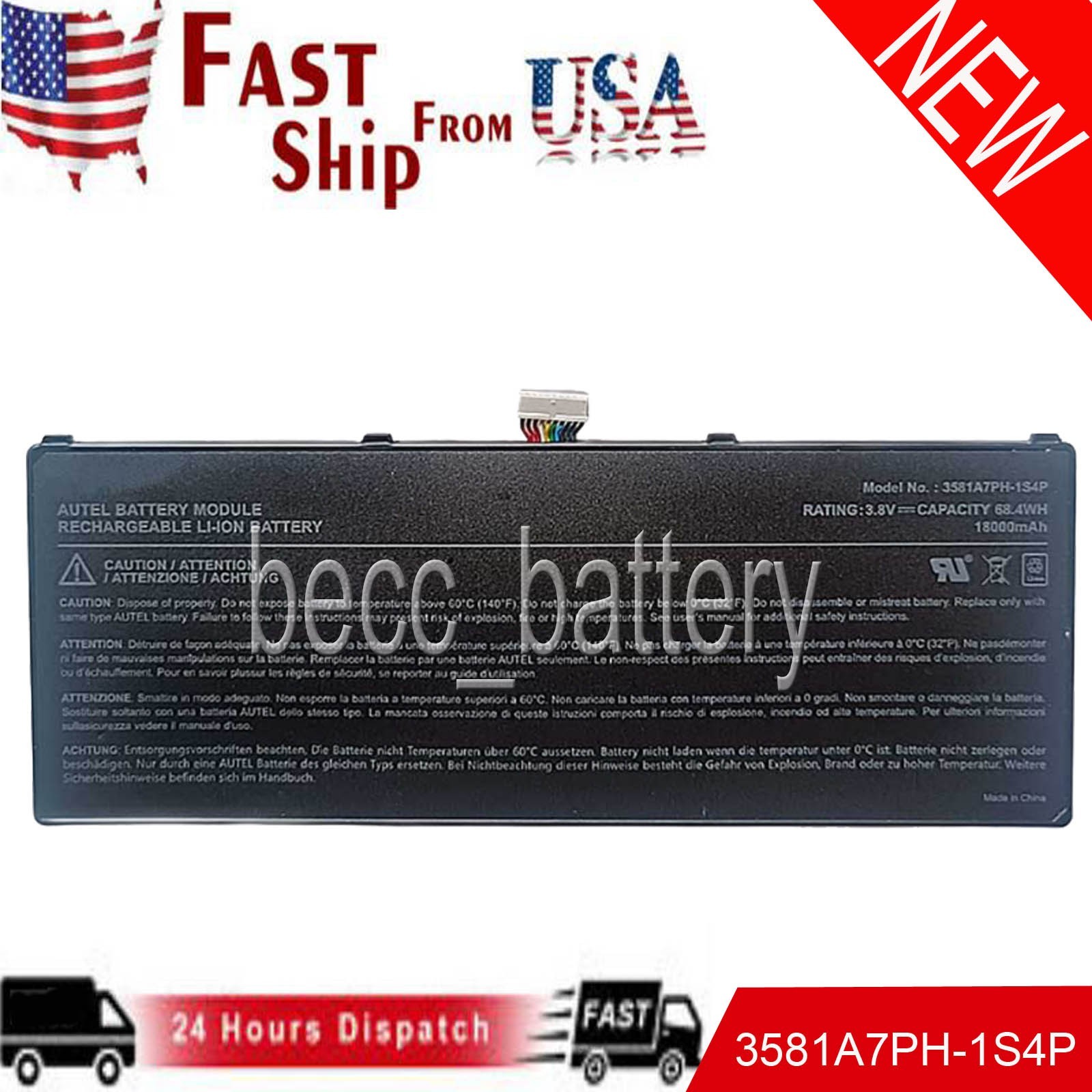 Battery For AUTEL MaxiSYS Ultra MLP3581107-1S4P 3581A7PH-1S4P 3.8V 18000mAh 